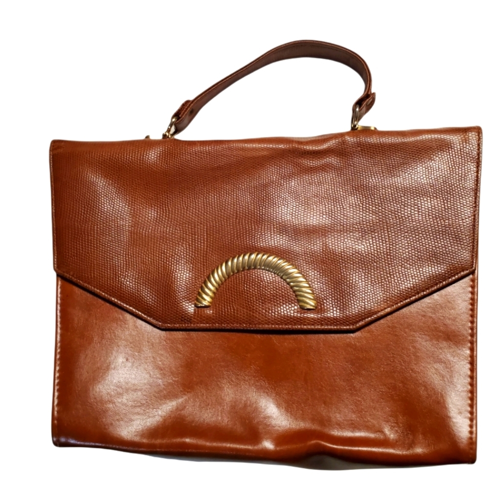 Faux leather frame handbag